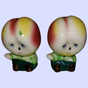 Sweet Ceramic Anthropomorphic Veggie Salt & Pepper